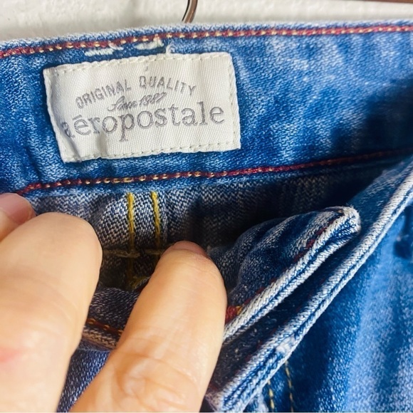 Aeropostale Skirts Denim Distressed Mini Skirt Size: 3/4 - Picture 4 of 7